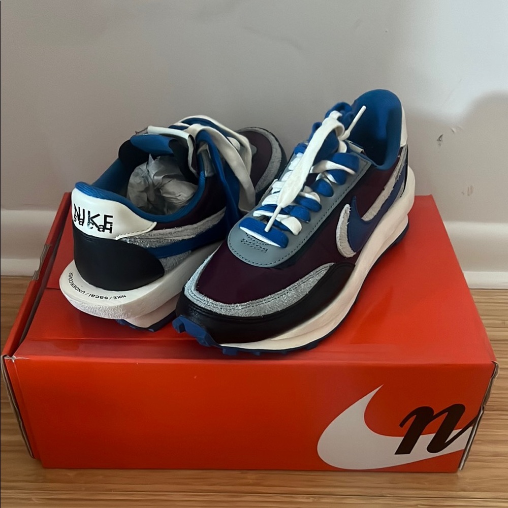 Sacai x Nike Blue and Black Sneakers Retro-Inspired Design